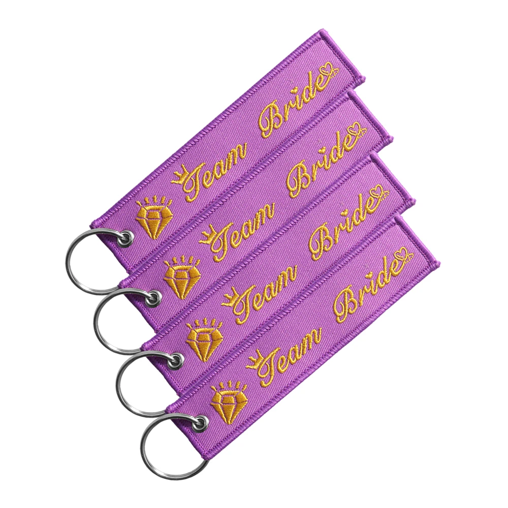 Fashion Keychain for Team Bride Keychain Wedding Party Key Fobs purple Gold Key Chains Chaveiro Remove Before Flight New Key Tag (4)