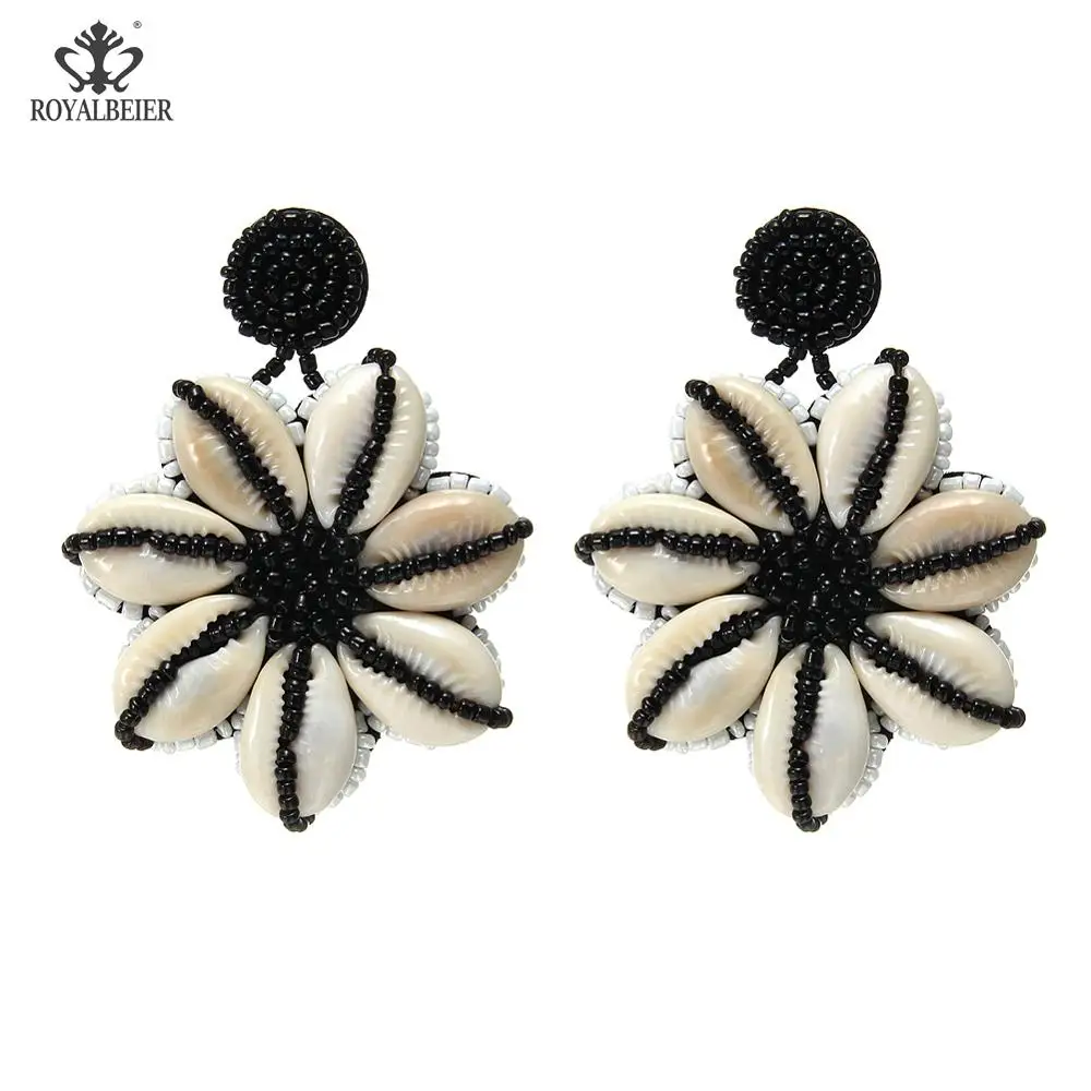 fashion earring a Гавайские модные серьги, цветочные раковины, Богемские серьги-подвески, висячие серьги с кисточками и кристаллами для свадебных ювелирных изделий ES0685 - Окраска металла: fashion earring a