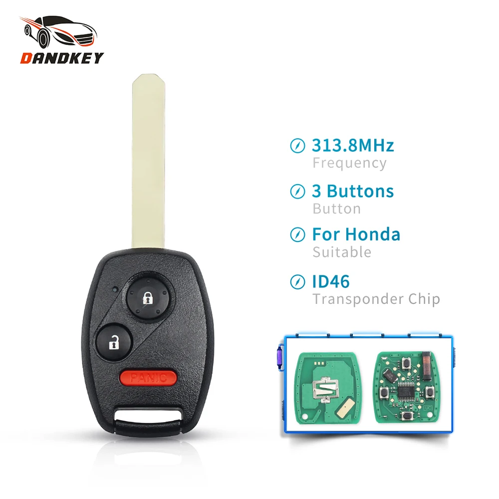 Dandkey MLBHLIK-1T 313 8 МГц с чипом ID46 2 + 1 3 кнопочный брелок для Honda CRV 2007-2013 подходит