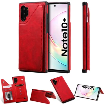 

Pure color PU Leather Wallet Case For Samsung Galaxy Note 10/Note 10 Plus Shockproof Card Slot Kickstand Phone Back Cover