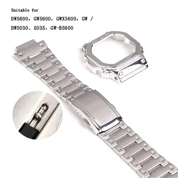 

OOTDTY Stainless Steel Watchband Wrist Strap Metal Protective Case Cover for DW5600 GW5600 GWX5600 GW/DW5030 GW