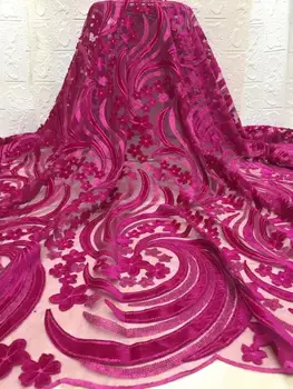 

2019 Latest Royal blue French net Laces with velvet fabric Fabrics High Quality Tulle African Laces Fabric Nigerian Wedding