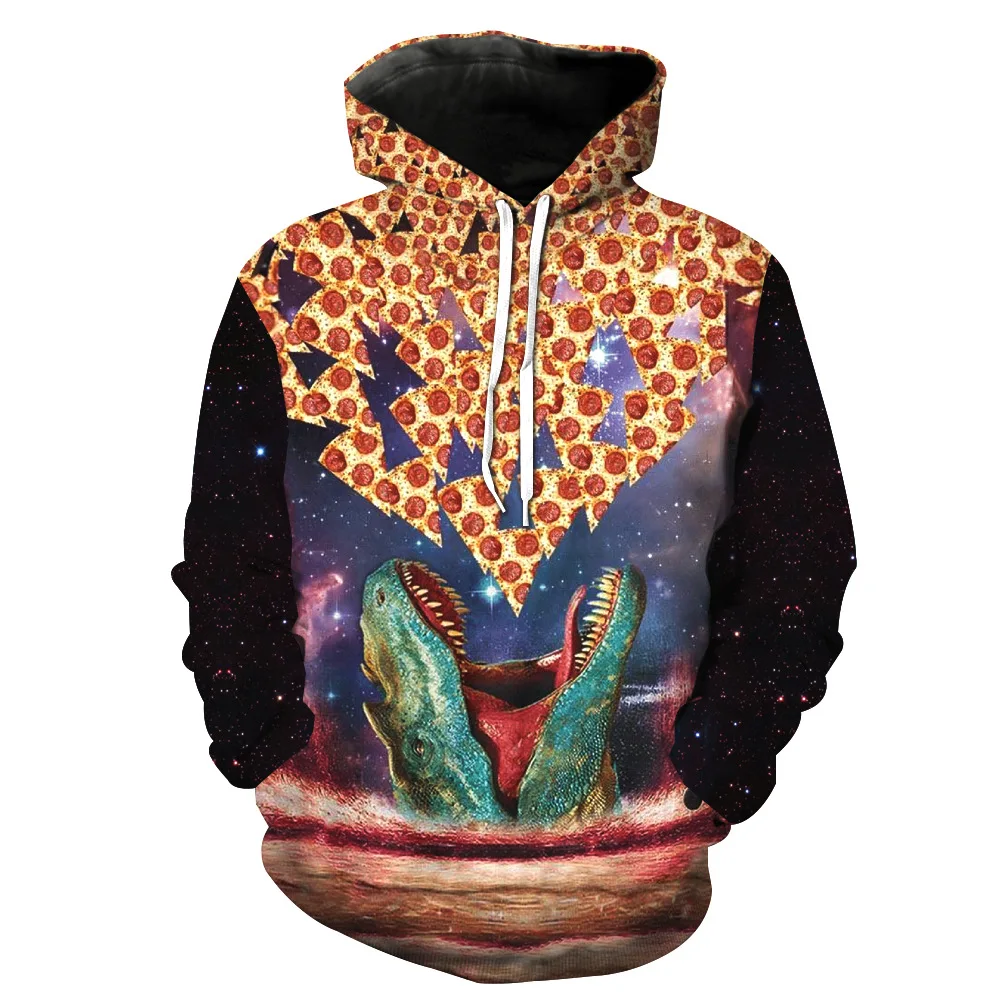 ColorfulAurora Appare Green Crocodile Jet Pizza Print Fashion 3D Hooded Sweatshirts | Мужская одежда