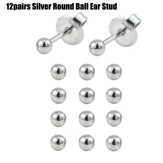Sterilized Dozen Pack Gold & Silver Color Ear Cartilage Tragus Piercing Stud Earring Mixed Colors Shape Star Heart Pearl