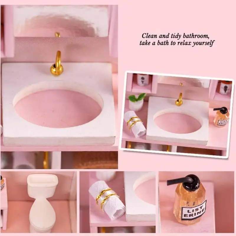 Кукольный дом мебель Diy Миниатюрный 3D Деревянный Miniaturas кукольный домик игрушки с мебелью деревянные игрушки розовая принцесса подарки
