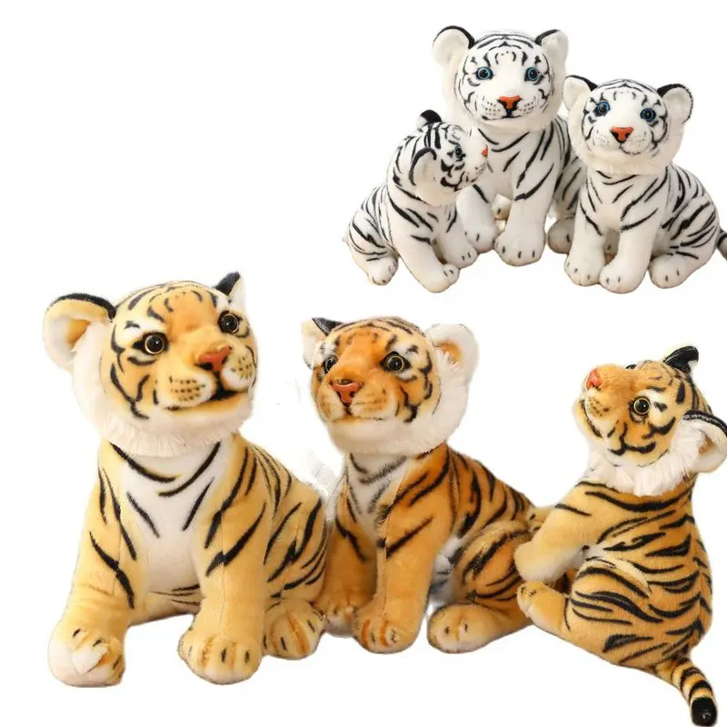 2333cm Cute Lifelike Tiger Stuffed Animals White Tigers Plush Toy Reallife Wild Forest Animals