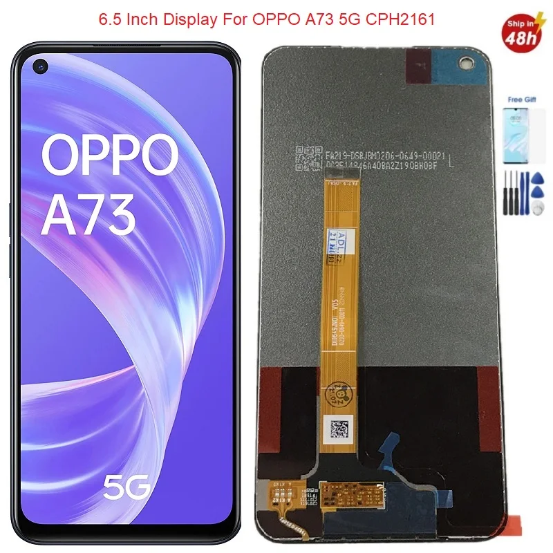 Дисплей 6 5 дюйма для OPPO A73 5G ЖК-дисплей сенсорная панель дигитайзер Oppo CPH2161 рамка