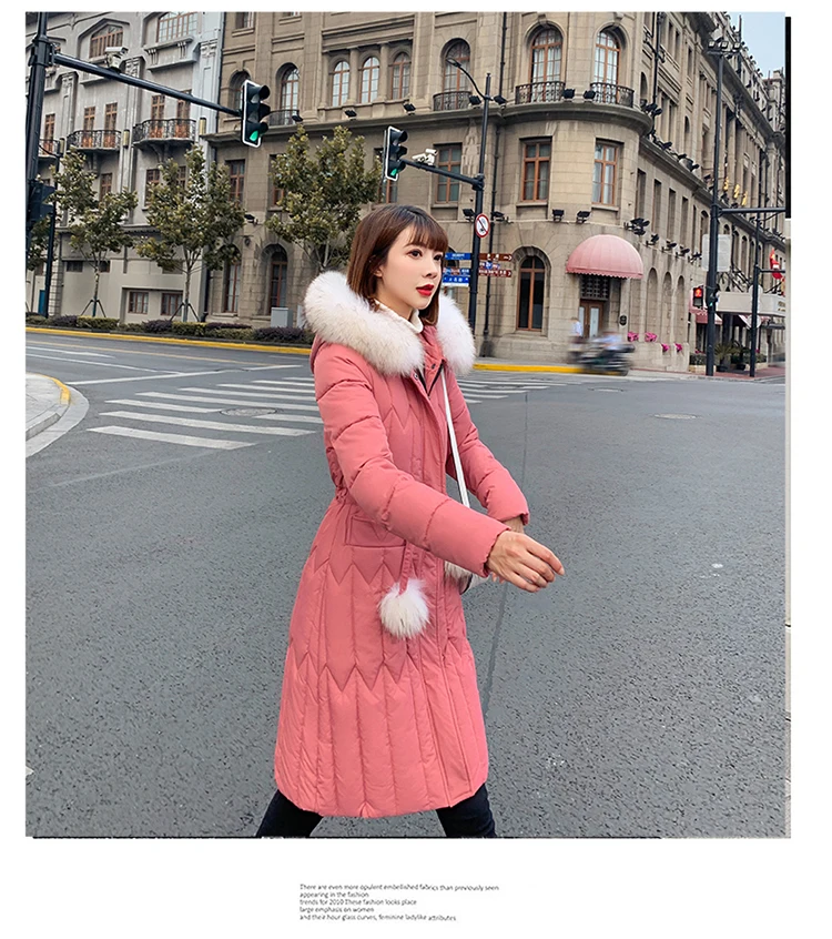 Photo Shoot Winter New Style Avocado Green Cotton-padded Clothes Fashion Korean-style Mid-length down Jacket Cotton-padded