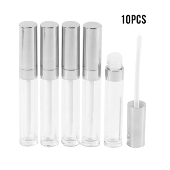 

10pcs Rose Gold with Middle Ring-lip Gloss Tube Injection Cylindrical Tube Transparent Lip Glaze Bottle Cosmetics Container