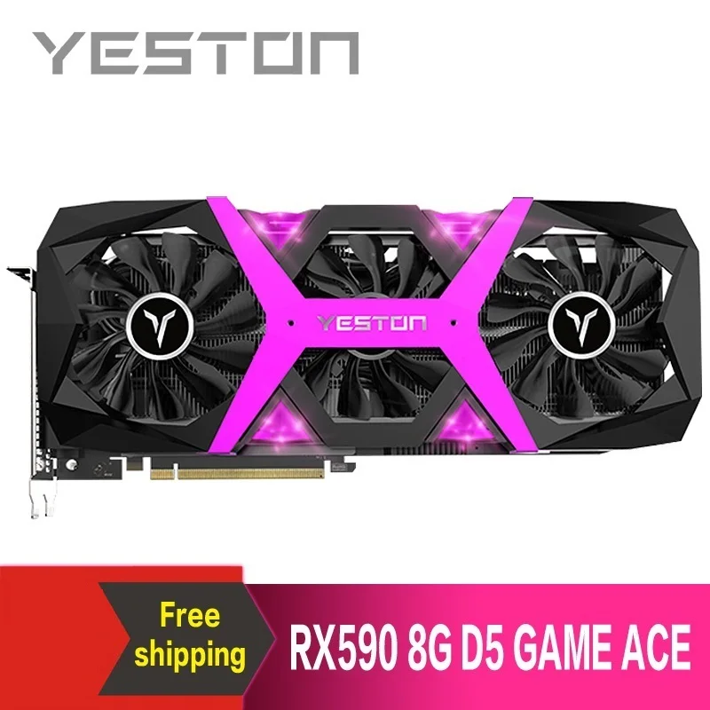 Видеокарта Yeston Radeon RX590 8G GDDR5 256bit PCI Express x16 3 0 для видеоигр видеокарта DVI + HDMI * DP