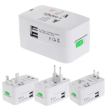 

Rantion Travel Universal Adapter 1/2 USB Ports AC Power Charger Wall Converter Plug for US UK AU EU