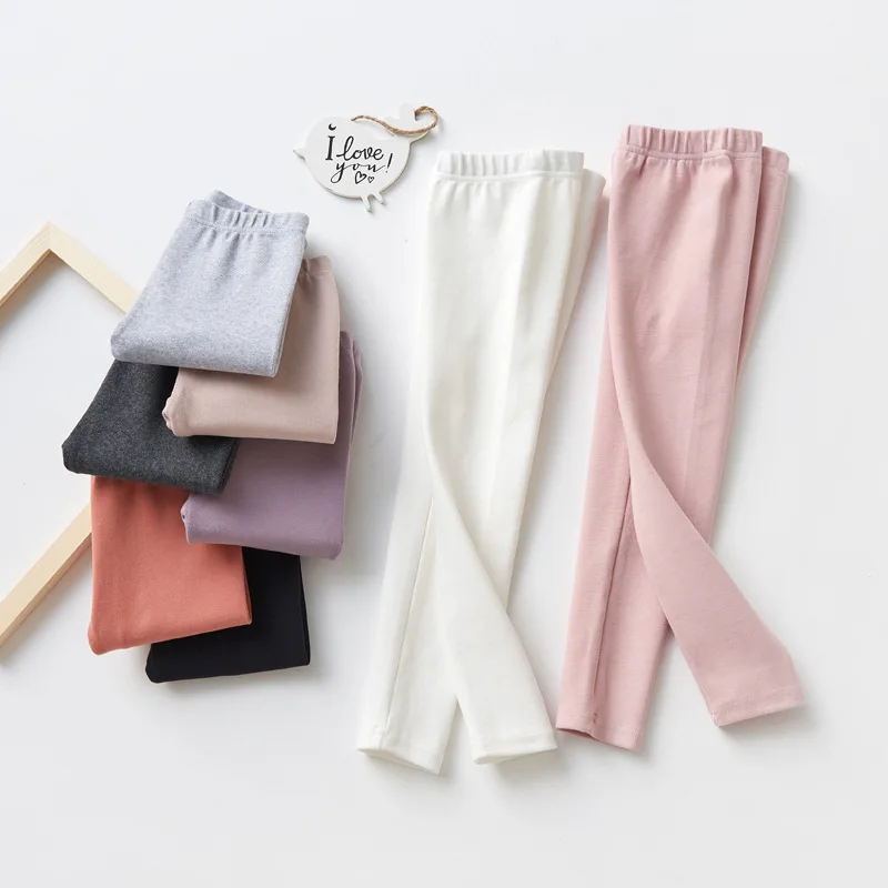 

Spring And Autumn CHILDREN'S Leggings Korean-style Candy-Colored Pure Cotton GIRL'S Leggings Brushed Thick CHILDREN'S Trousers