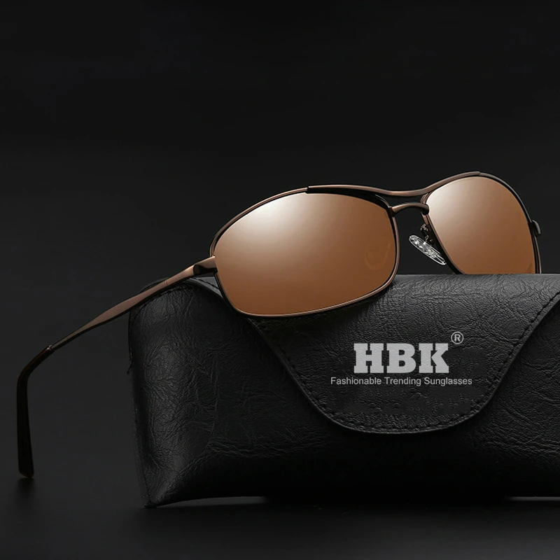 HBK, классические Брендовые мужские солнцезащитные очки из нержавеющей стали, поляризационные линзы, для вождения, рыбалки, солнцезащитные очки, аксессуары для мужчин, UV400