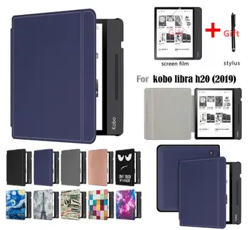 

GLIGLE Book style magnet Leather case cover for KOBO Libra H2O protect shell E-book case for KOBO N873+stylus+screen film
