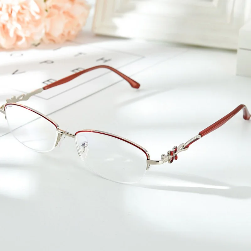 Red Half Frame Reading Glasses Women Men Retro Magnifying Eyeglasses