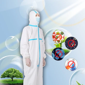 

Coverall Disposable Closures Isolation Suit Protective Clothing Dust-proof Coveralls Antistatic for Staff Protective Clothing