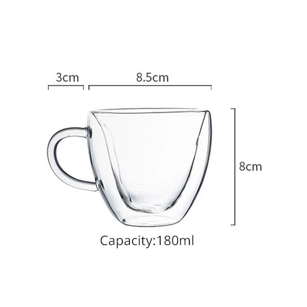 180/240 мл необычная кружка в форме сердца стеклянная чашка с двойными стенками термостойкая стеклянная посуда для напитков здоровый напиток чай/чашка молока хороший подарок - Цвет: 180ml