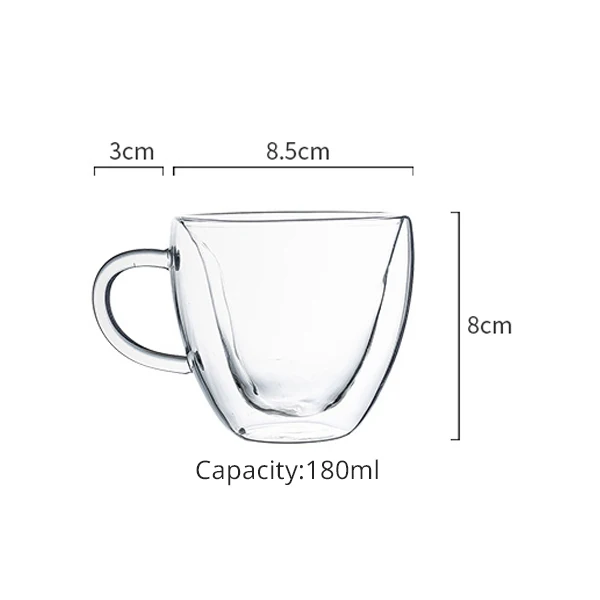180ml 180/240 мл необычная кружка в форме сердца стеклянная чашка с двойными стенками термостойкая стеклянная посуда для напитков здоровый напиток чай/чашка молока хороший подарок - Цвет: 180ml