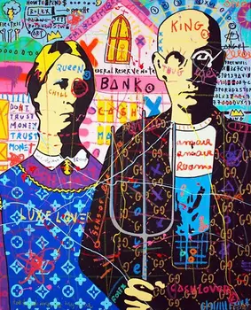 

Hand painted Banksy graffiti pop art oil painting on canvas classic oil painting good for wall art