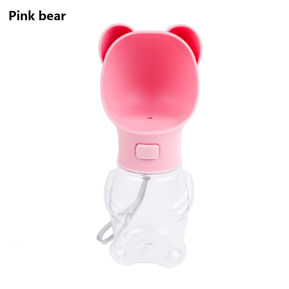 Pink bear 500 мл бутылка для воды для питомцев собак кошек портативные чашки для путешествий наружная подача питьевой воды миска для маленьких и больших собак миска для воды для домашних животных - Цвет: Pink bear
