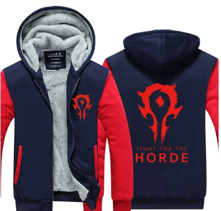 1 Новинка, зимняя теплая толстовка WOW с капюшоном, игра Dota 2, пальто ALLIANCE& Horde, куртка, пальто для мужчин, толстый флис, на молнии, светящиеся, WOW, толстовки f - Цвет: 1