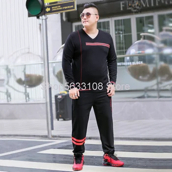 

2020 Autumn Men Hoodies Wei Pants Two-piece Set Plus Fat Plus Size Fat Man Knitting Shirt Leisure Pants Match Package