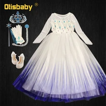 שלג מלכת 2 לבן בנות אנה אלזה שמלת ליל חג המולד ילדי שמלות תינוק Chrismas חג ילדי שמלה(China)