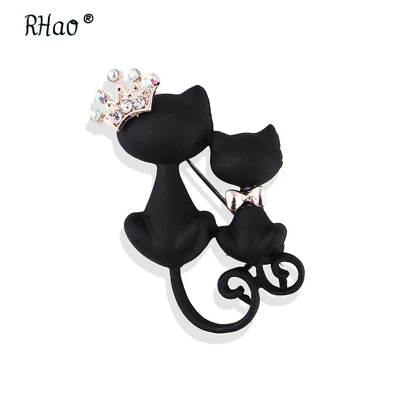 New Style Environmentally Friendly Zinc Alloy Accessories Black Cat Crown Brooch Cartoon Cat Brooch Accessories