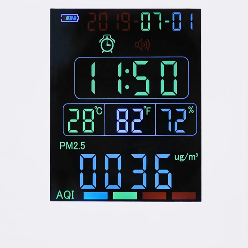 Точный для CO2 PM2.5 домашний ЖК-дисплей офисный перезаряжаемый будильник Температура формальдегид частицы цифровой монитор качества воздуха