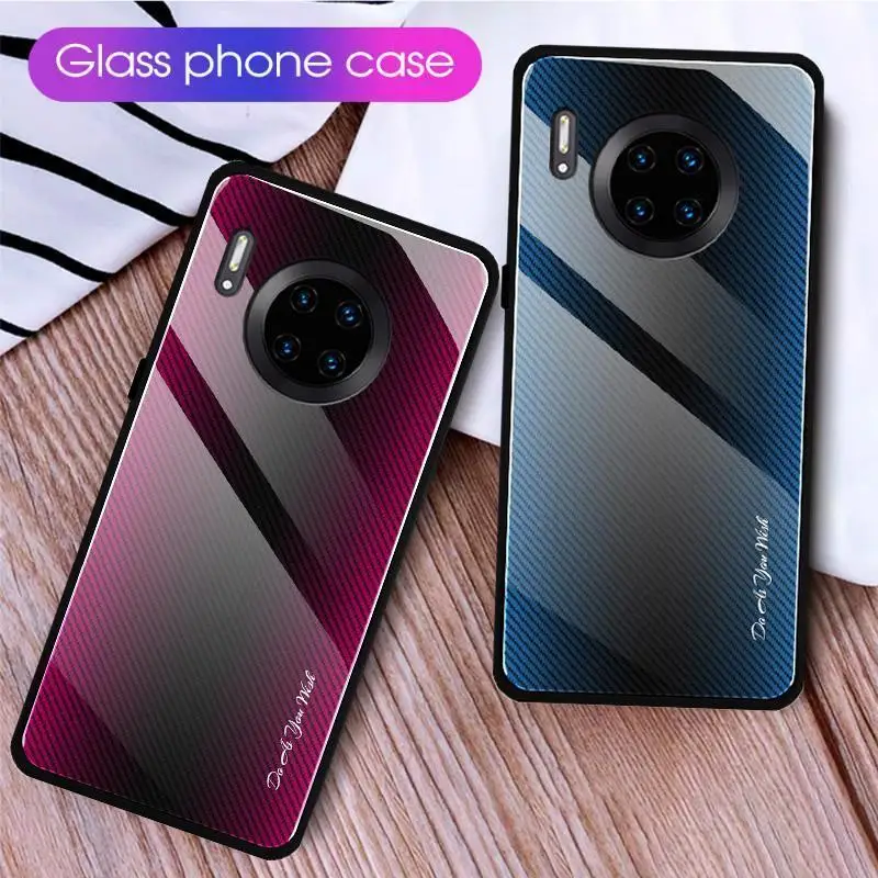 Градиентные текстурные стеклянные чехлы для телефонов huawei mate 30 Pro 20 Lite P20 P30 P Smart 2019