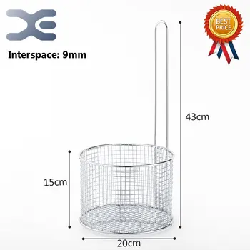 

Diameter 20cm*15cm Stainless steel fryer screen frame Circular filter net encrypt colander shaped Frying basket fryers meshed