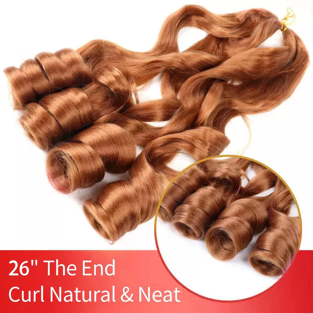 Synthetic 26 Inches Loose Wave Crochet Braids Hair Ombre Spiral Curls Pre Stretched Braiding Hair Extensions For Black Woman