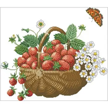 

Strawberry and butterflyr patterns Counted Cross Stitch 11CT 14CT 18CT DIY Chinese Cross Stitch Kits Embroidery Needlework Sets