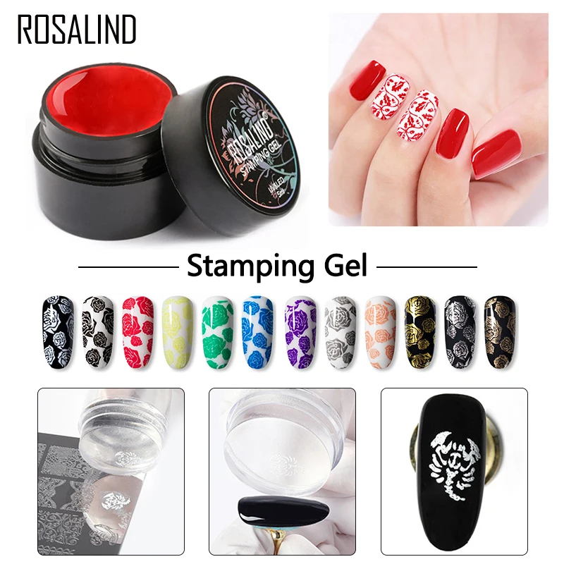 ROSALIND 5ml Nail Stamping Gel Polish Black White Varnis Nail Polish Stamp Painting Color Soak Off UV Gel For Nail Art Stamping meet across 5ml thermal color changing gel nail polish holographic glitter temperature soak off uv gel varnish nail art diy