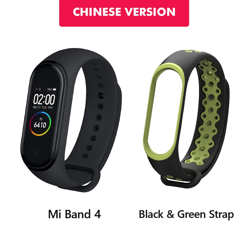 CN n GreenB strap Из России Xiaomi Mi Band 4 фитнес браслет 0,95 дюймов AMOLED 120X240 полноцветный экран Bluetooth 5,0 браслет 50 м Водонепроницаемый - Цвет: CN n GreenB strap