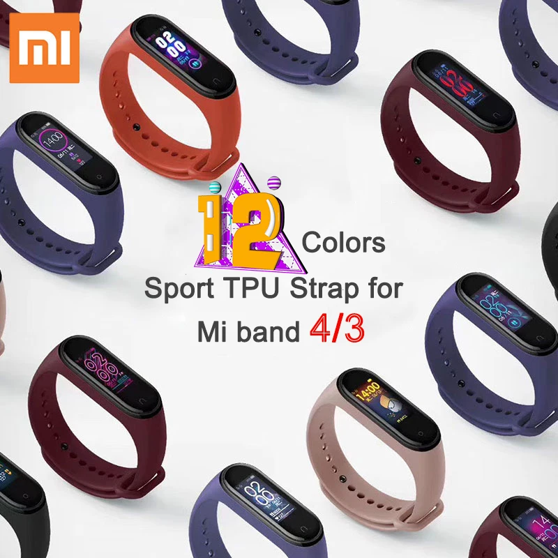 

MI Band 4/3 Sport TPU Strap Mi Band 4/3 Wrist 2019 Newest color screen 12 color option for Xiaomi MI Band 4 and MI Band 3