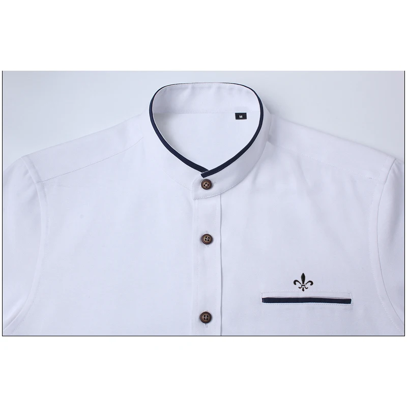 Dudalina стоячий воротник Blusa Camisa Social Masculina короткий рукав Оксфорд Поддельные карманы Slim Fit рубашка мужская одежда пуловер Мужской