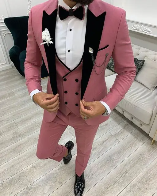 pink colour three piece suit