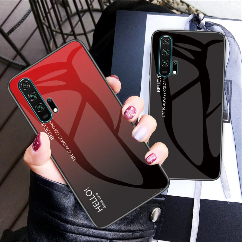 Цветной чехол для телефона Honor 8A 8C 8S 7A 7C 7S чехол из закаленного стекла для huawei Honor 9X Pro 8X Max градиентная задняя крышка