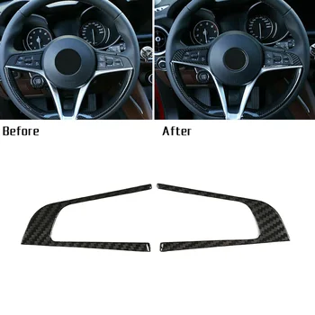 

1pc Steering Wheel Cover Trim Premium ABS Carbon Fiber Look Car Internal Decoration For Romeo Giulia 2017-2019