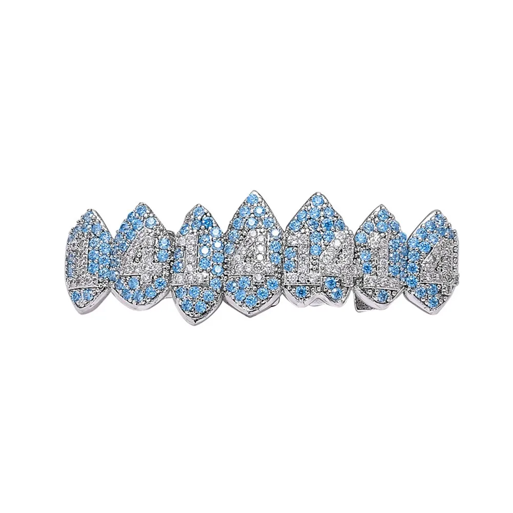 Ювелирные изделия для тела в стиле хип-хоп, 1414 зубы, Grillz Iced Out, Bling AAA, кубический цирконий, восемь, 8, сверху и 7 снизу, вампирский Клык, грили, подарок для косплея