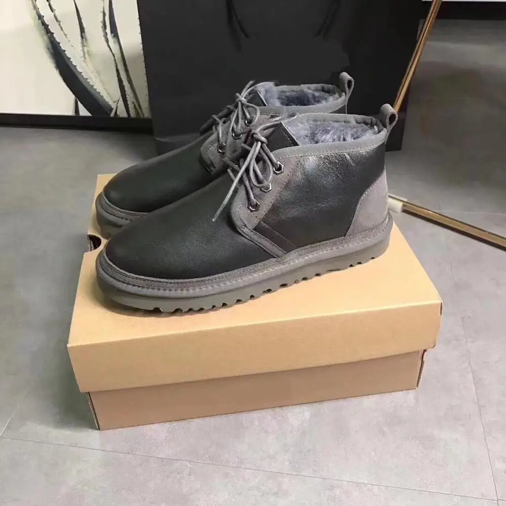 

2019 Europe's highest quality men's snow boots, real sheepskin, natural wool, the latest lace up shoes, free delivery