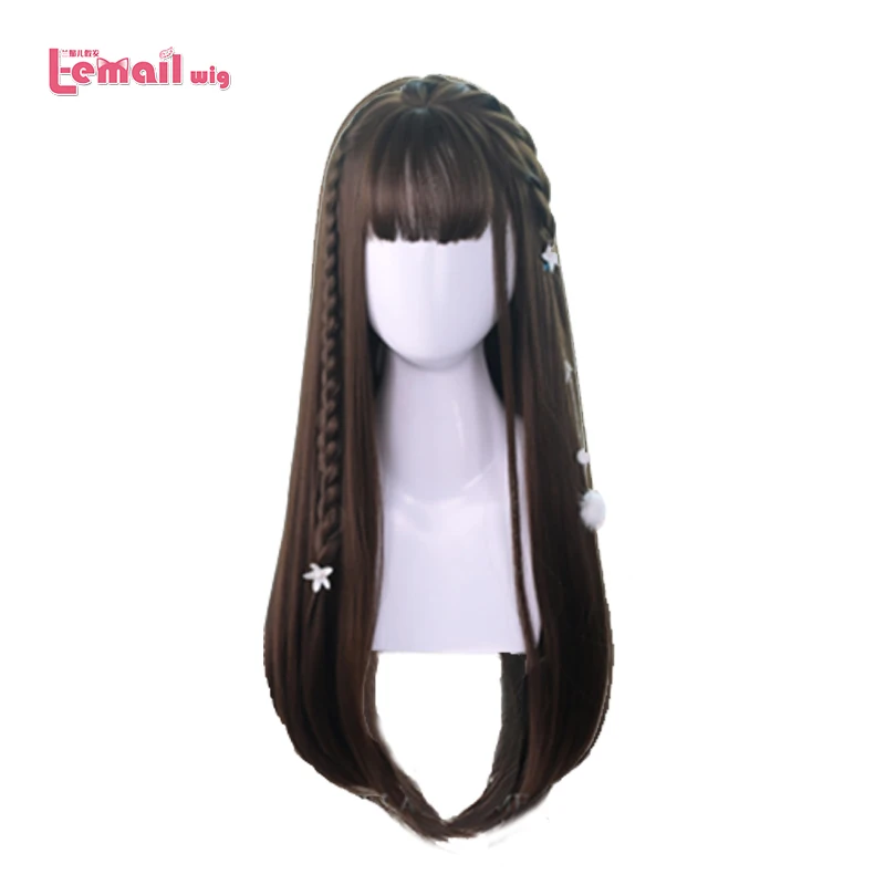 

L-email wigs Long Black Lolita Wigs 3 Color Brown Wig with Bangs Cosplay Wigs for Women Heat Resistant Synthetic Hair Halloween