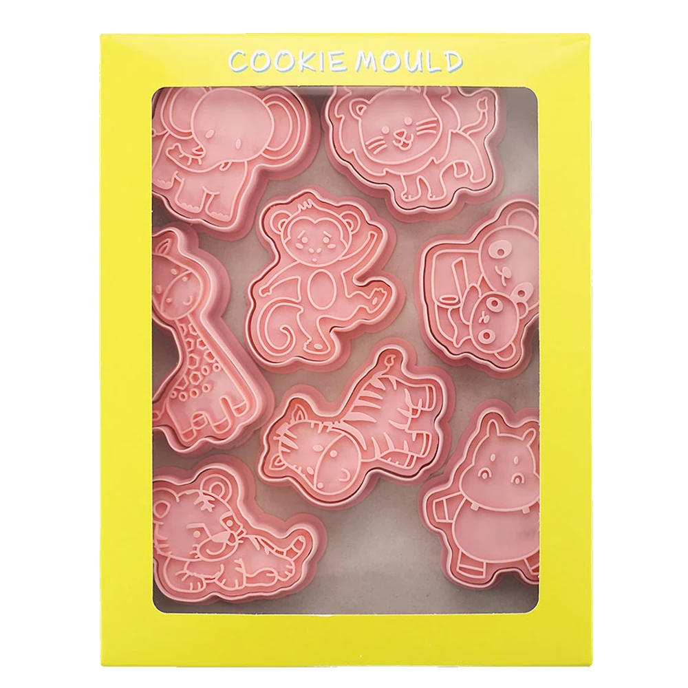Cookie Cutter Cookie Mould Cookie Printing Mold Baking Mold 8Pcs/Set Animal Dinosaur Biscuit Mold Giraffe Koala Hippo Shape Cookie Cutter Stamp Fondant Cake Decoraiton Tools Suagrcraft