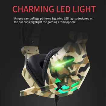 

New Camouflage Computer PS4 Game LED Glowing Stereo Bass Sport gaming headset Noise Cancelling Headsets gaming headphones
