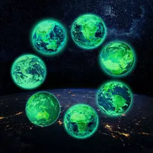 20 см-семь континентов Ночной свет луна земля Сияющие планеты флуоресцентные наклейки детская комната украшения ночник Sticke