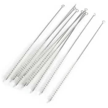 

100PCS/Set Straw Brush Reusable Stainless Steel Drinking Straws Cleaning Brush Alink Nylon Skinny Pipe Tube Cleaner