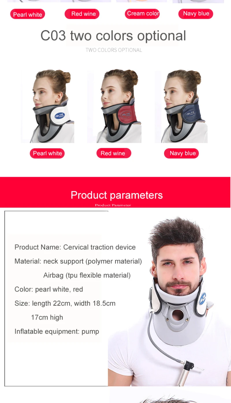 Cervical Traction Device Adult Inflatable Soft And Comfortable Fabric Big Breathable Hole Design Neck Correction Device