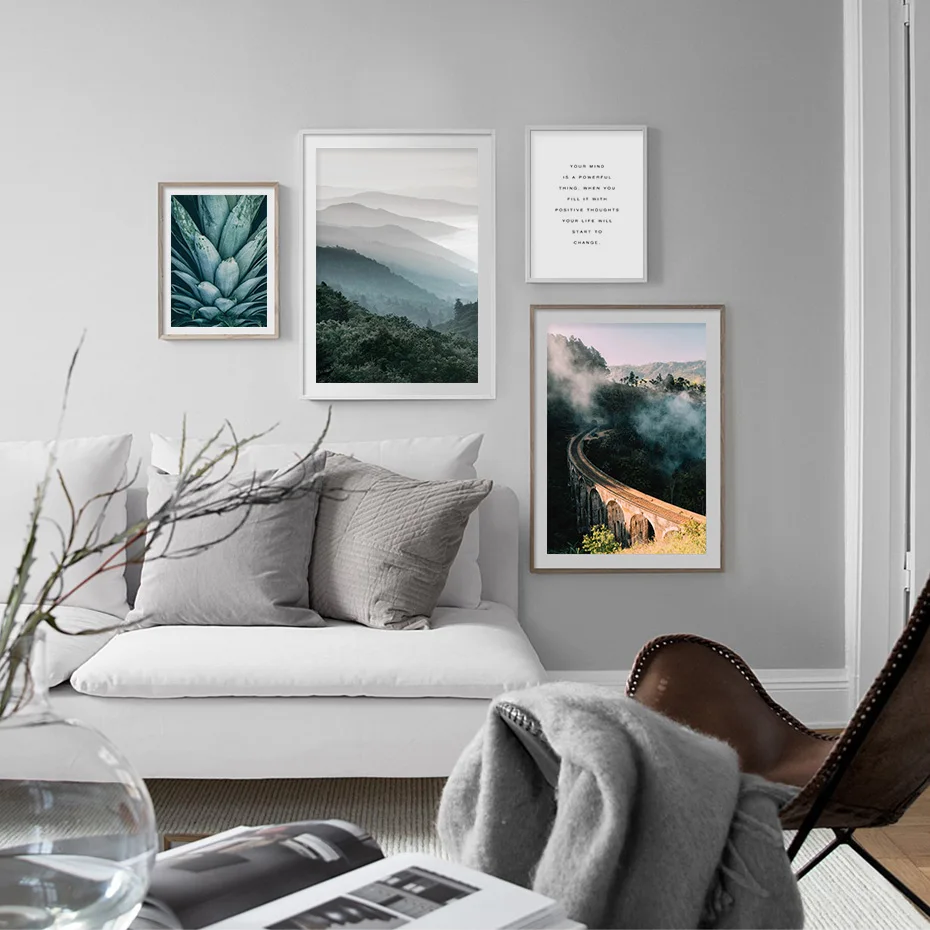 Скандинавия лес горное Озеро Лодка Пейзаж Природа плакат холст живопись настенные художественные картины печать для гостиной домашний декор