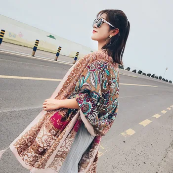 

KYQIAO foreign orders 2020 mori girls autumn spring Japanese style vintage designer long white print neck scarf wraps